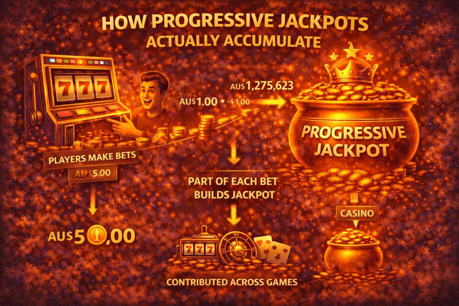 infographic showing how progressive jackpots work